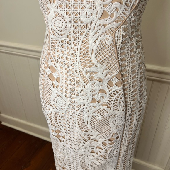 Elegant White Lace Strapless‎ Dress Bariano NWT size 6 - Picture 5 of 11